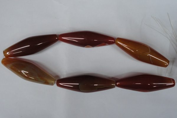 CAG3278 15.5 inches 20*60mm rice red line agate beads