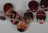 CAG3285 Top-drilled 12*16mm flat teardrop red line agate beads