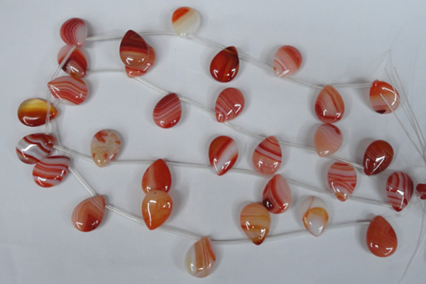 CAG3287 Top-drilled 15*20mm flat teardrop red line agate beads