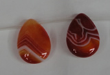 CAG3288 Top-drilled 18*25mm flat teardrop red line agate beads