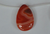 CAG3289 Top-drilled 20*30mm flat teardrop red line agate beads