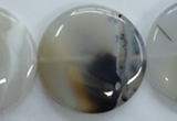 CAG3339 15.5 inches 40mm flat round natural grey agate beads