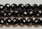 CAG3352 15.5 inches 8mm carved round black agate beads wholesale