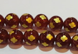 CAG3394 15.5 inches 8mm carved round red agate beads wholesale