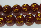 CAG3403 15.5 inches 12mm carved round red agate beads wholesale