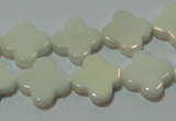 CAG3425 15.5 inches 14*14mm flower white agate gemstone beads