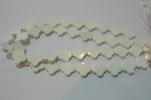 CAG3427 15.5 inches 18*18mm flower white agate gemstone beads