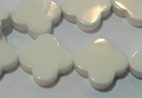 CAG3428 15.5 inches 20*20mm flower white agate gemstone beads