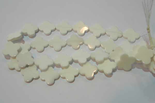 CAG3429 15.5 inches 25*25mm flower white agate gemstone beads