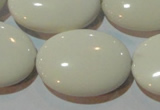 CAG3435 15.5 inches 22*30mm oval white agate gemstone beads