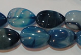 CAG3471 15.5 inches 15*20mm flat teardrop blue line agate beads