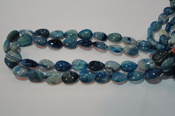 CAG3471 15.5 inches 15*20mm flat teardrop blue line agate beads