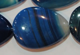 CAG3475 15.5 inches 30*40mm flat teardrop blue line agate beads