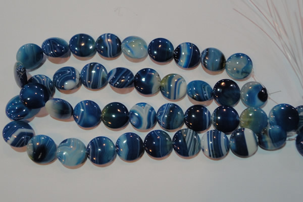 CAG3490 15.5 inches 20mm flat round blue line agate beads