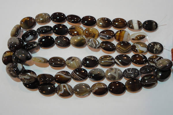 CAG3495 15.5 inches 15*20mm oval brown line agate beads