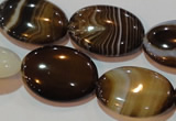 CAG3496 15.5 inches 18*25mm oval brown line agate beads