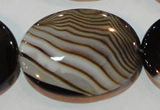 CAG3500 15.5 inches 30*40mm oval brown line agate beads