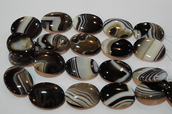 CAG3500 15.5 inches 30*40mm oval brown line agate beads