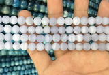 CAG3582 15.5 inches 6mm round matte blue lace agate beads