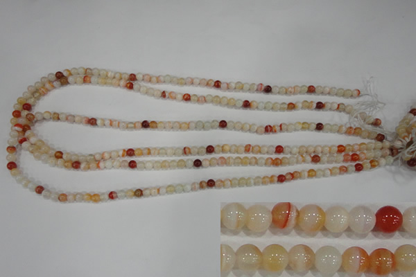 CAG3585 15.5 inches 4mm round red line agate beads wholesale