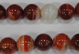 CAG3589 15.5 inches 12mm round red line agate beads wholesale