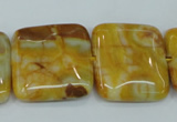 CAG3616 15.5 inches 25*25mm square yellow crazy lace agate beads