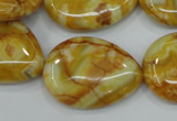 CAG3630 15.5 inches 22*30mm flat teardrop yellow crazy lace agate beads