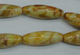 CAG3633 15.5 inches 10*30mm rice yellow crazy lace agate beads