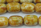 CAG3638 15.5 inches 15*20mm drum yellow crazy lace agate beads