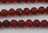 CAG3661 15.5 inches 8mm carved round matte red agate beads