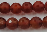 CAG3664 15.5 inches 14mm carved round matte red agate beads