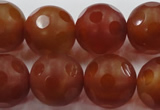 CAG3666 15.5 inches 18mm carved round matte red agate beads