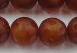 CAG3667 15.5 inches 20mm carved round matte red agate beads