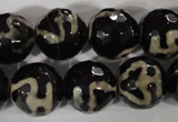 CAG3855 15.5 inches 16mm faceted round tibetan agate beads wholesale