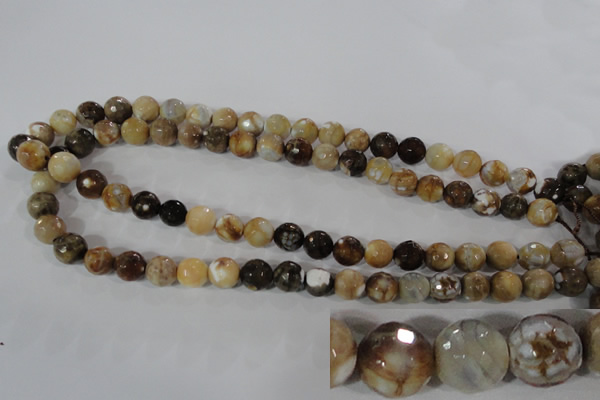 CAG3863 15.5 inches 10mm faceted round fire crackle agate beads