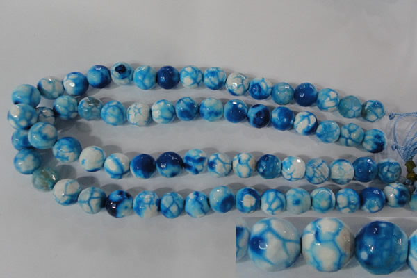 CAG3874 15.5 inches 12mm faceted round fire crackle agate beads