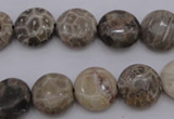 CAG3905 15.5 inches 12mm flat round chrysanthemum agate beads