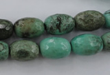 CAG3919 15.5 inches 10*14mm faceted rice green grass agate beads