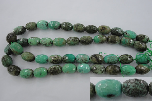 CAG3920 15.5 inches 13*18mm faceted rice green grass agate beads