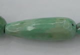 CAG3922 15.5 inches 10*30mm faceted teardrop green grass agate beads