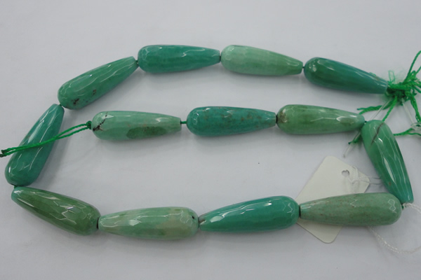 CAG3922 15.5 inches 10*30mm faceted teardrop green grass agate beads