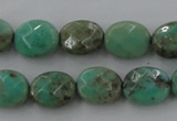 CAG3930 15.5 inches 8*10mm faceted oval green grass agate beads