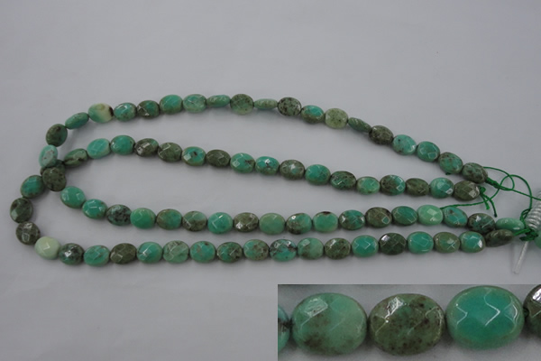 CAG3930 15.5 inches 8*10mm faceted oval green grass agate beads