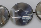 CAG3968 15.5 inches 30mm faceted coin grey botswana agate beads