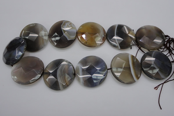 CAG3968 15.5 inches 30mm faceted coin grey botswana agate beads