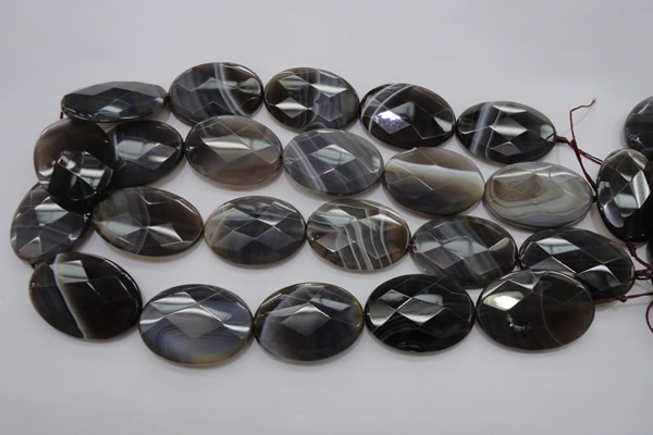 CAG3977 15.5 inches 25*35mm faceted oval grey botswana agate beads