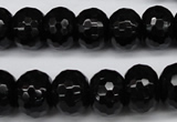 CAG3996 15.5 inches 10*14mm faceted rondelle black agate beads