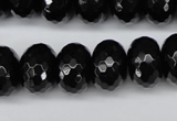 CAG3997 15.5 inches 12*16mm faceted rondelle black agate beads