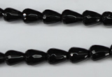 CAG4000 15.5 inches 8*10mm faceted teardrop black agate beads