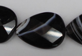 CAG4030 15.5 inches 15*20mm faceted flat teardrop black agate beads